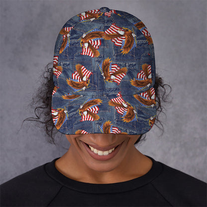Denim American Eagle Pattern Print Baseball Cap