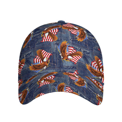 Denim American Eagle Pattern Print Baseball Cap