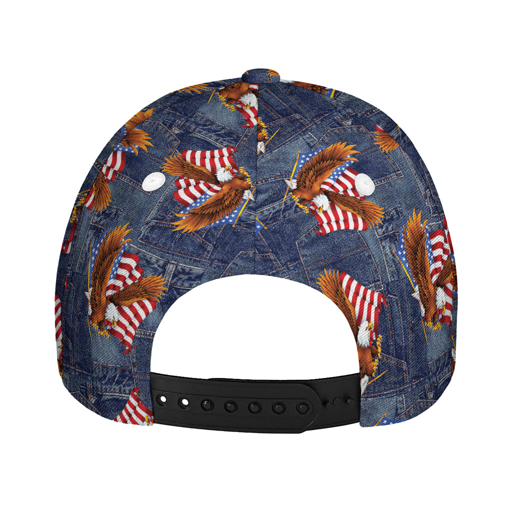 Denim American Eagle Pattern Print Baseball Cap
