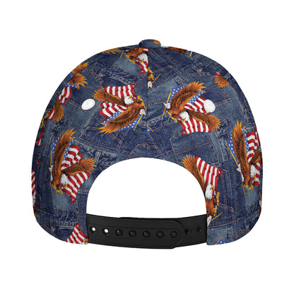 Denim American Eagle Pattern Print Baseball Cap