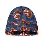 Denim American Eagle Pattern Print Beanie