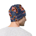 Denim American Eagle Pattern Print Beanie