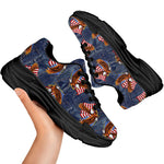 Denim American Eagle Pattern Print Black Chunky Shoes