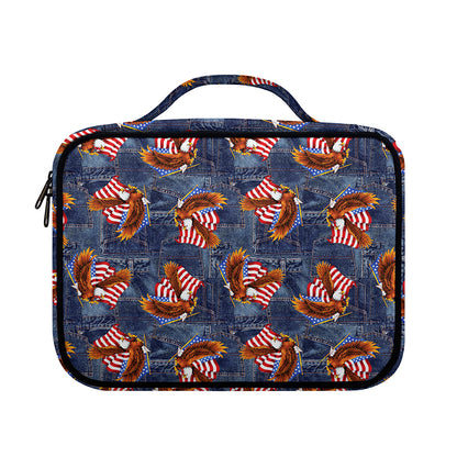 Denim American Eagle Pattern Print Briefcase Bible Bag