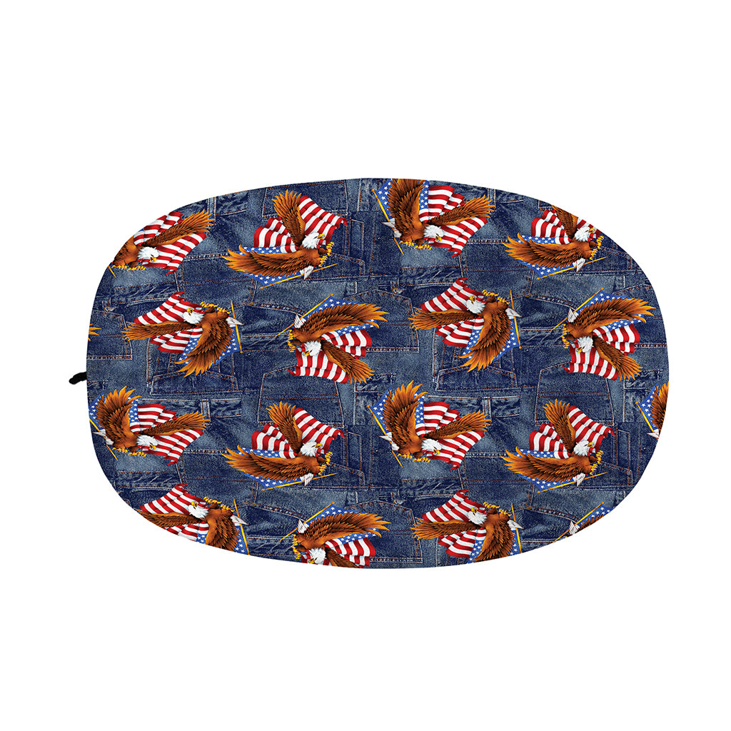 Denim American Eagle Pattern Print Car Side Mirror Covers