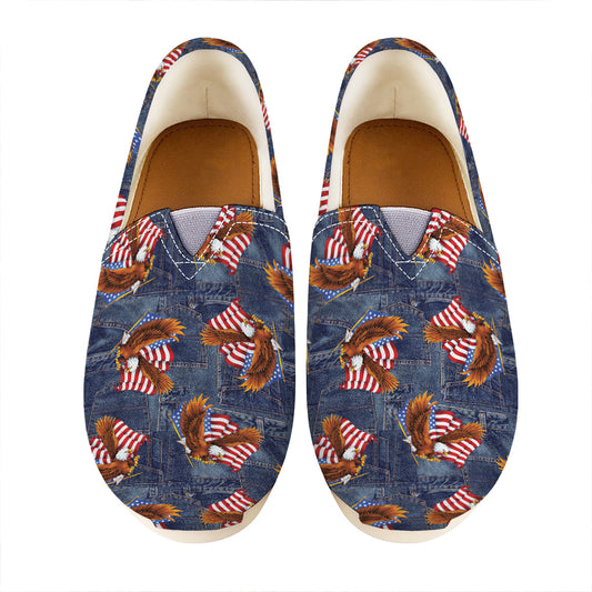 Denim American Eagle Pattern Print Casual Shoes