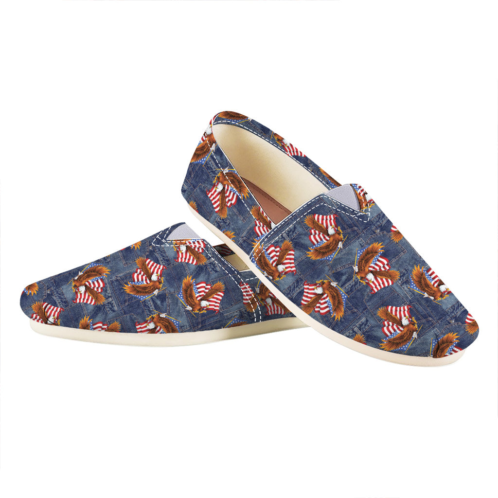 Denim American Eagle Pattern Print Casual Shoes