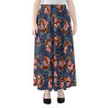Denim American Eagle Pattern Print Chiffon Maxi Skirt