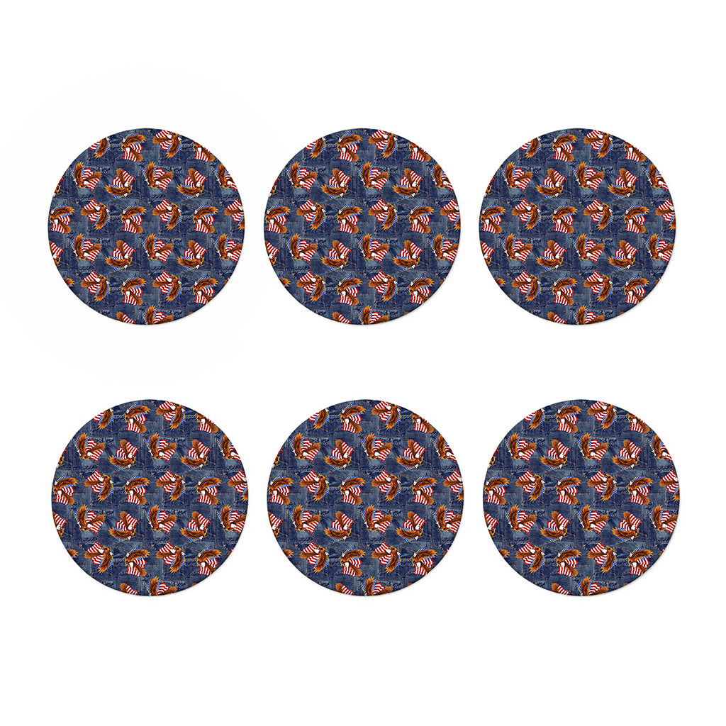 Denim American Eagle Pattern Print Coaster Set