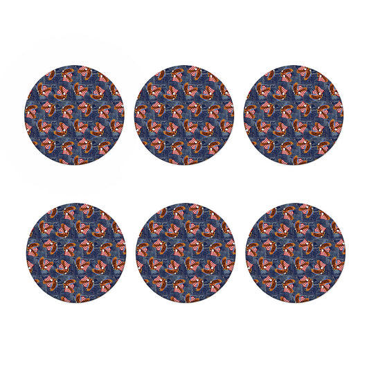 Denim American Eagle Pattern Print Coaster Set