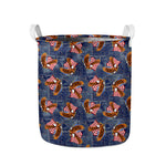 Denim American Eagle Pattern Print Collapsible Laundry Basket