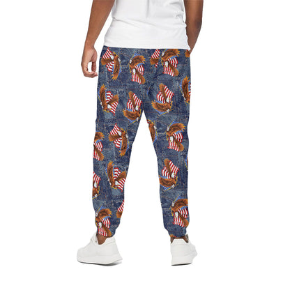 Denim American Eagle Pattern Print Cotton Pants