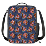 Denim American Eagle Pattern Print Crossbody Lunch Bag