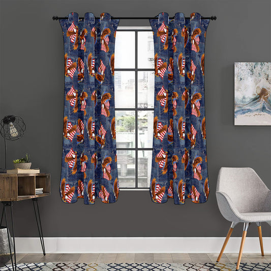 Denim American Eagle Pattern Print Curtain