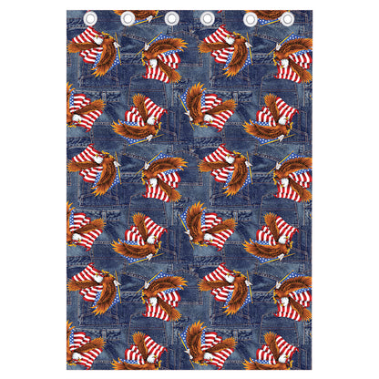 Denim American Eagle Pattern Print Curtain
