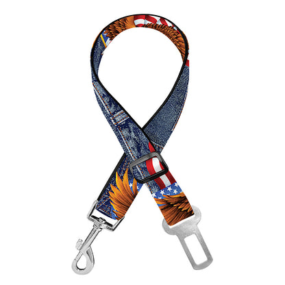 Denim American Eagle Pattern Print Dog Seat Belt