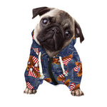 Denim American Eagle Pattern Print Dog Zip Up Hoodie