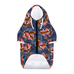 Denim American Eagle Pattern Print Dog Zip Up Hoodie