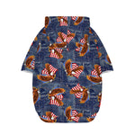 Denim American Eagle Pattern Print Dog Zip Up Hoodie