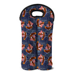 Denim American Eagle Pattern Print Double Neoprene Wine Tote