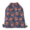 Denim American Eagle Pattern Print Drawstring Bag