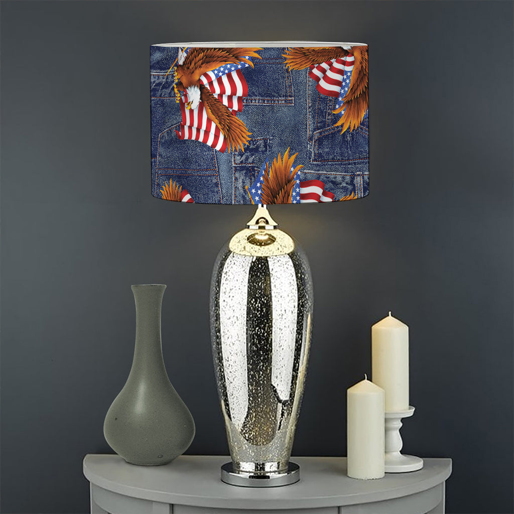 Denim American Eagle Pattern Print Drum Lamp Shade