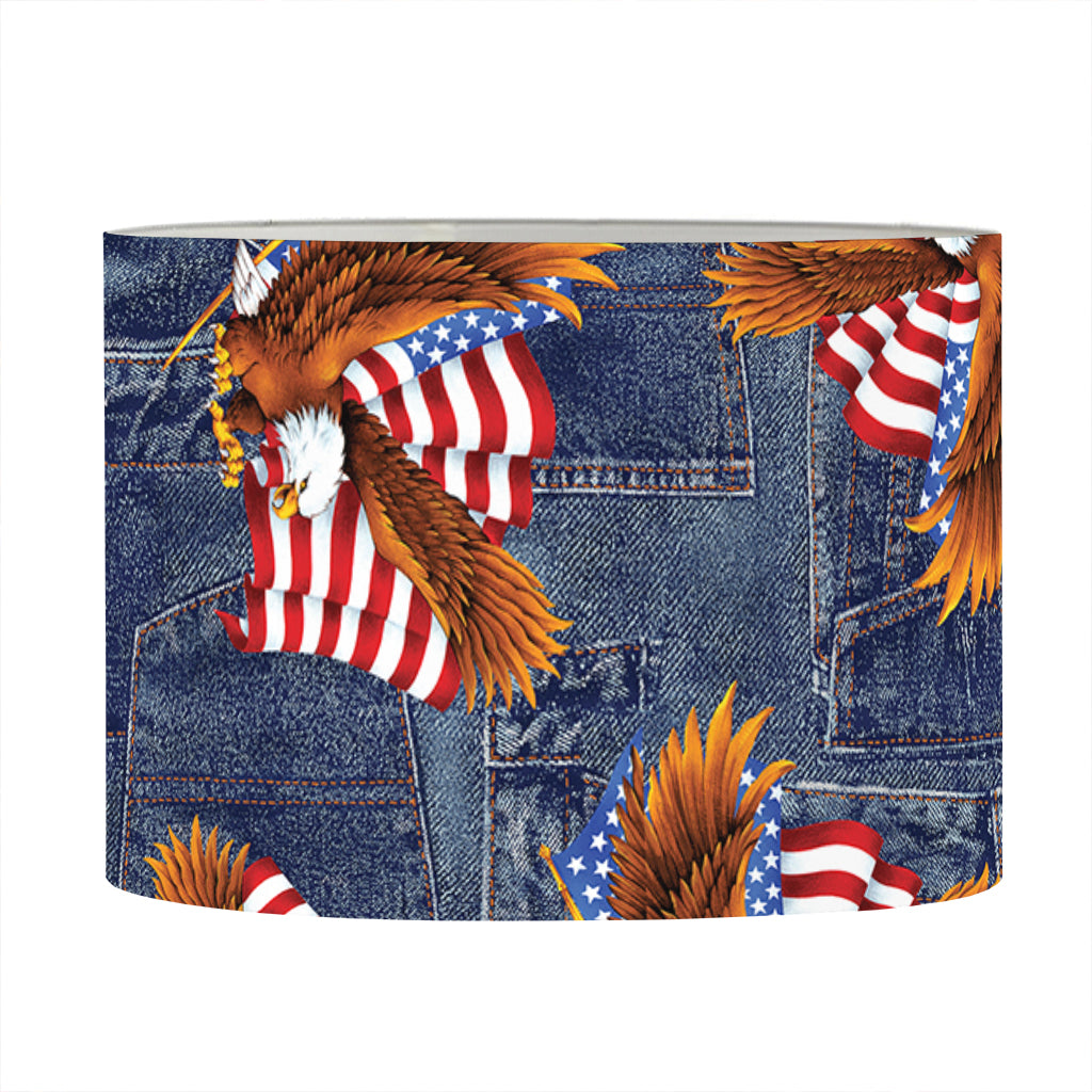 Denim American Eagle Pattern Print Drum Lamp Shade