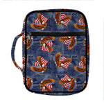 Denim American Eagle Pattern Print Front Pocket Bible Bag