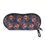 Denim American Eagle Pattern Print Glasses Case