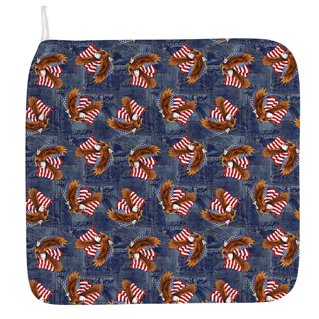 Denim American Eagle Pattern Print Hand Towel