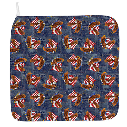 Denim American Eagle Pattern Print Hand Towel