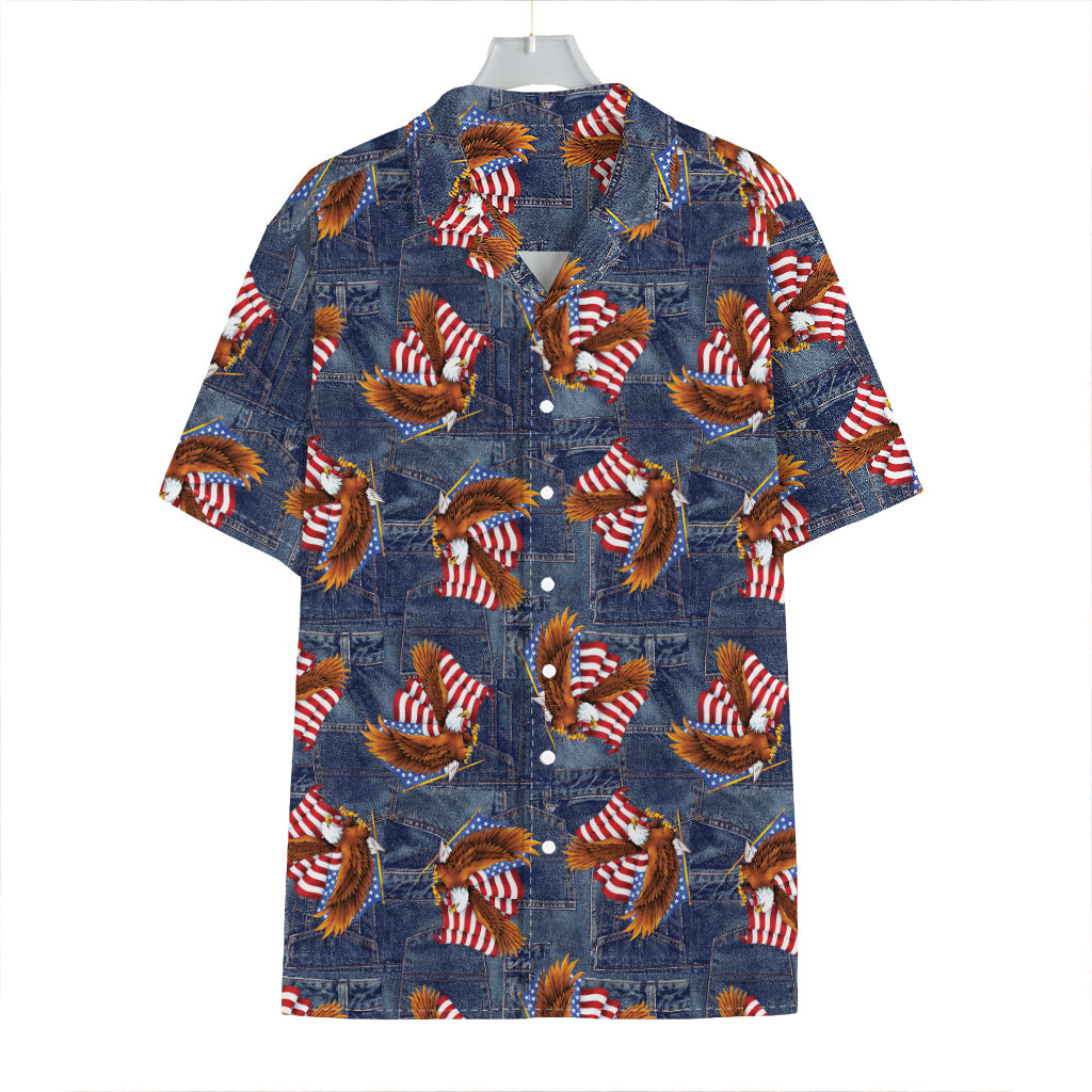 Denim American Eagle Pattern Print Hawaiian Shirt