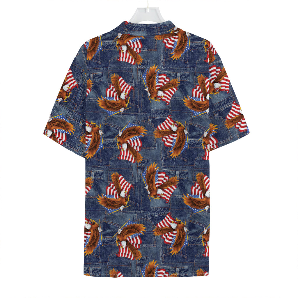 Denim American Eagle Pattern Print Hawaiian Shirt