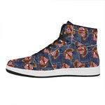 Denim American Eagle Pattern Print High Top Leather Sneakers