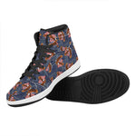 Denim American Eagle Pattern Print High Top Leather Sneakers