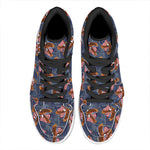 Denim American Eagle Pattern Print High Top Leather Sneakers