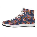 Denim American Eagle Pattern Print High Top Leather Sneakers