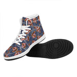 Denim American Eagle Pattern Print High Top Leather Sneakers