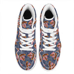 Denim American Eagle Pattern Print High Top Leather Sneakers