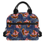 Denim American Eagle Pattern Print Insulated Lunch Bag