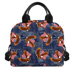 Denim American Eagle Pattern Print Insulated Lunch Bag