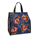 Denim American Eagle Pattern Print Insulated Lunch Tote