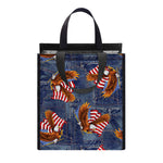 Denim American Eagle Pattern Print Insulated Lunch Tote