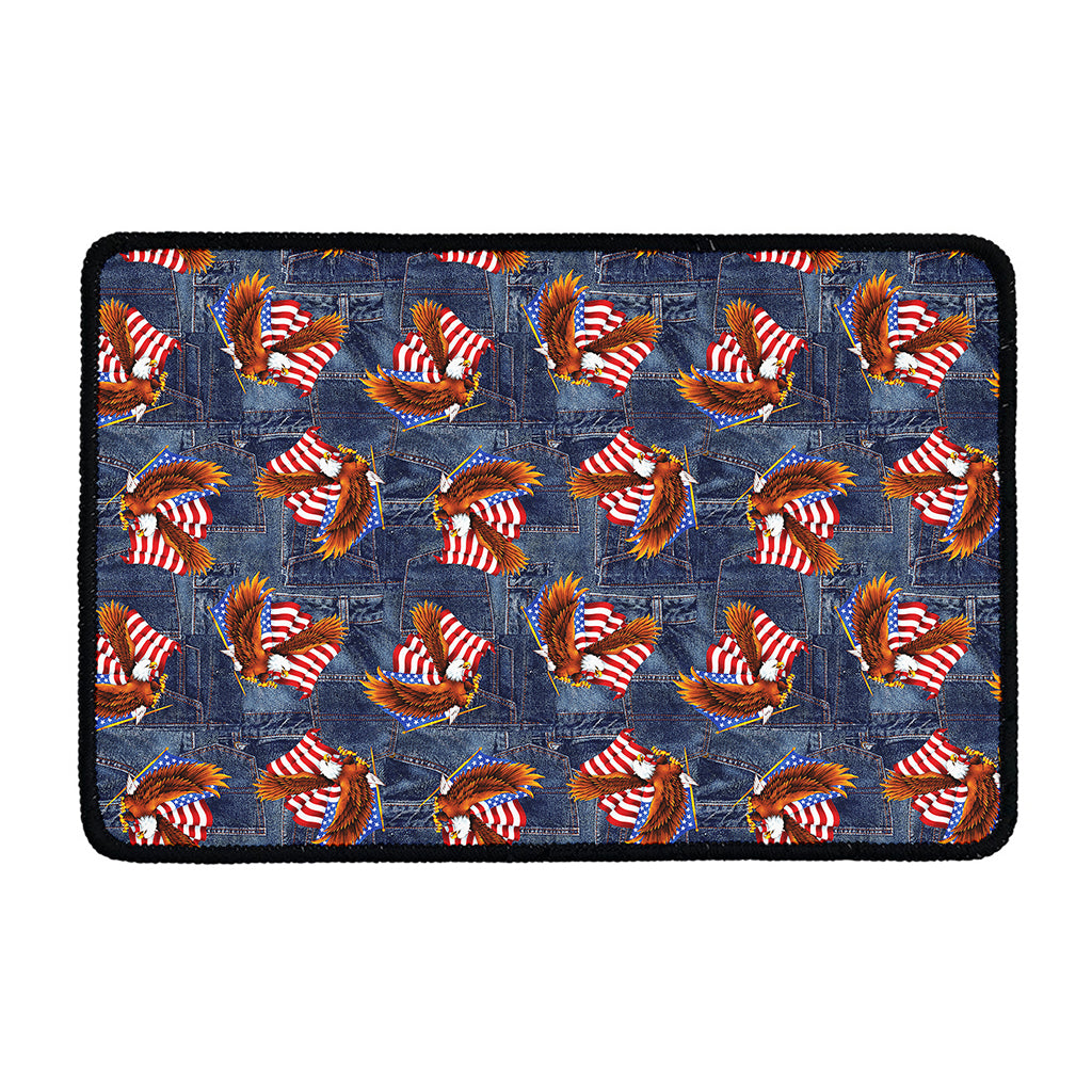 Denim American Eagle Pattern Print Kitchen Mat