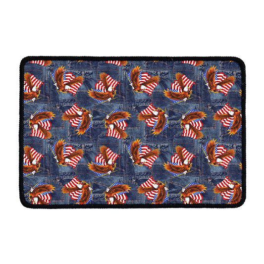 Denim American Eagle Pattern Print Kitchen Mat