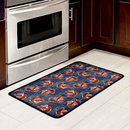 Denim American Eagle Pattern Print Kitchen Mat
