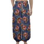 Denim American Eagle Pattern Print Lantern Pants