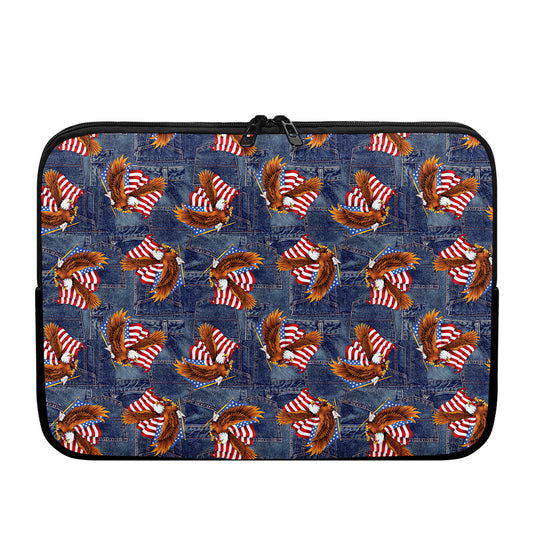 Denim American Eagle Pattern Print Laptop Sleeve
