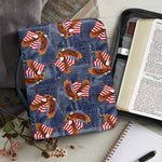 Denim American Eagle Pattern Print Leather Bible Cover
