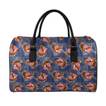 Denim American Eagle Pattern Print Leather Duffle Bag
